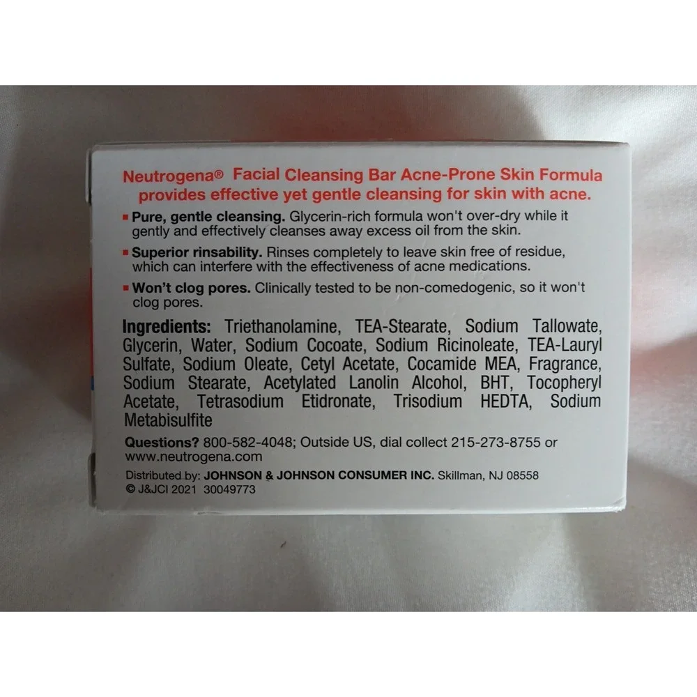 3‎ PACK Neutrogena Transparent Facial Bar- Acne-Prone Skin Formula Soap 3.5oz